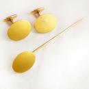 Antique Victorian Gold Cufflinks and Stickpin Set Signet Engravable Hallmarked Fine Jewelry