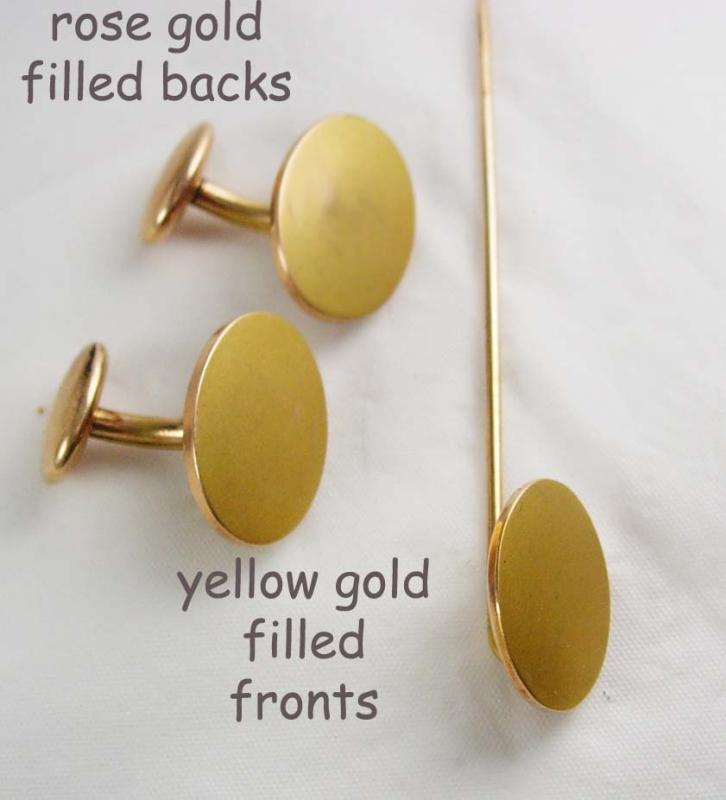 Antique Victorian Gold Cufflinks and Stickpin Set Signet Engravable Hallmarked Fine Jewelry