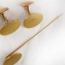 Antique Victorian Gold Cufflinks and Stickpin Set Signet Engravable Hallmarked Fine Jewelry