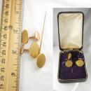 Antique Victorian Gold Cufflinks and Stickpin Set Signet Engravable Hallmarked Fine Jewelry