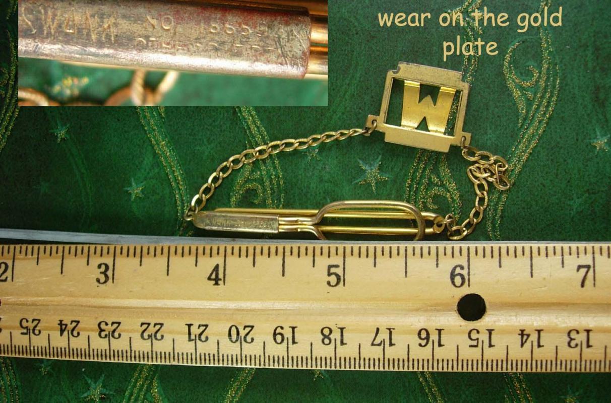 Swag tie Chain / Vintage Tie Clip / Initial M / letter M / personalized mens gift / Wedding gift / Signed Swank Tie bar / gold tie clip