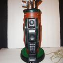 BIG GOLF BAG Phone really works Man cave retirement gag gift novelty  Telephone touchtone silver clubs leather bag