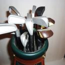 BIG GOLF BAG Phone really works Man cave retirement gag gift novelty  Telephone touchtone silver clubs leather bag