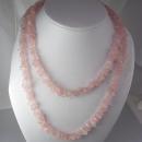 Pink Rose Quartz Polished Stones Necklace Vintage 35 Inches Wedding Birthday Anniversary