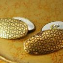 Victorian button cufflinks gold texture oblong business holiday