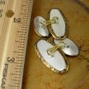 Victorian button cufflinks gold texture oblong business holiday