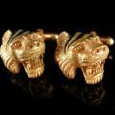 Exotic cufflinks Lion open mouth Tiger Cuff links Vintage LEO Figural Gothic gift jewelry July august birthday