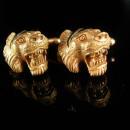 Exotic cufflinks Lion open mouth Tiger Cuff links Vintage LEO Figural Gothic gift jewelry July august birthday