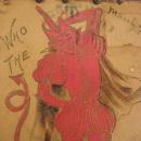 Antique Red devil postcard 1905 leather Halloween Post card Who the Devil mailed this Rare souvenir