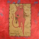 Antique Red devil postcard 1905 leather Halloween Post card Who the Devil mailed this Rare souvenir