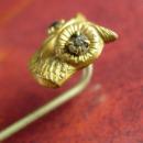 Antique gold OWL STICKPIN Jeweled Eye Fine mens estate jewelry victorian lapel pin book worm school teacher gift