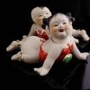 Vintage chinese baby figurines / piano babies / Oriental art / hand painted bisque / vintage asian figurine