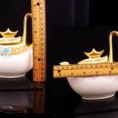 vintage Art Deco Teapot / Gold Crown Top / Julius Brauer China / handpainted teapot / pickard china / princess teapot / queen pot