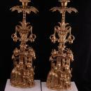 Victorian candle holders / vintage wedding gift / victorian brass Candlesticks / dog candelabra / marble base /  home decor anniversary