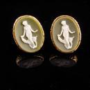 Erotic Nude Cufflinks / Art deco Saluki dog / Goddess / Vintage Greek Mythology / Men's Incolay cameo / dog  Cuff links cameo