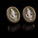 Erotic Nude Cufflinks / Art deco Saluki dog / Goddess / Vintage Greek Mythology / Men's Incolay cameo / dog  Cuff links cameo
