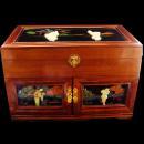 Large Asian Jewelry Box / chinese lacquer / vintage oriental box / wood jewelry chest / geisha top / figural box / anniversary gift for her