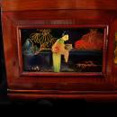 Large Asian Jewelry Box / chinese lacquer / vintage oriental box / wood jewelry chest / geisha top / figural box / anniversary gift for her