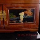 Large Asian Jewelry Box / chinese lacquer / vintage oriental box / wood jewelry chest / geisha top / figural box / anniversary gift for her