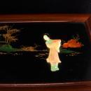 Large Asian Jewelry Box / chinese lacquer / vintage oriental box / wood jewelry chest / geisha top / figural box / anniversary gift for her