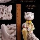 Vintage Parisian cat / Capodimonte spaghetti porcelain / Whimsical Cat / rhinestone collar / porcelain umbrella / veterinarian petsitter gift