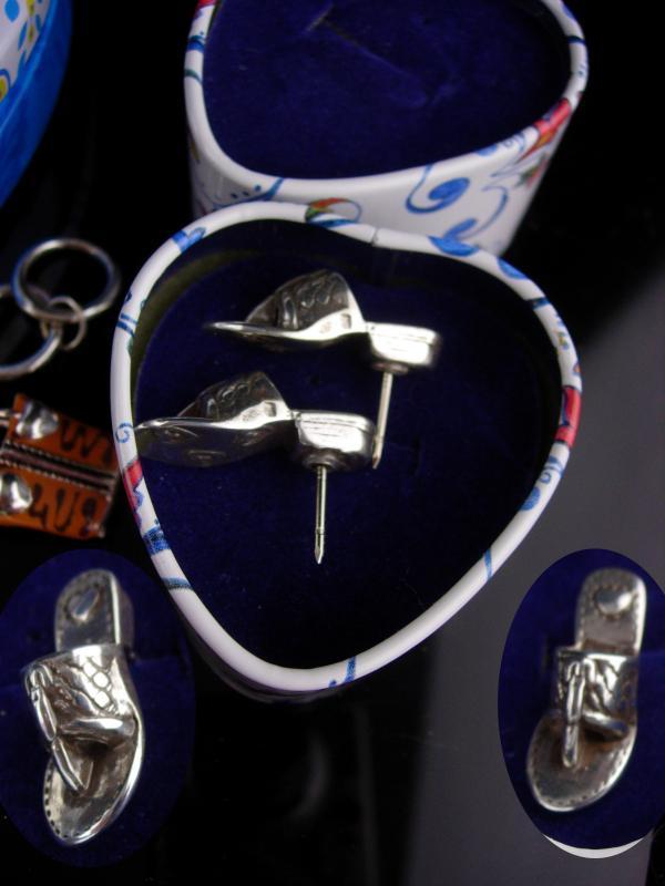 Brighton jewelry lot / vintage purse charm silver bracelet / shoe lapel pin set / heart box / never worn / hippie handbags / enamel charms