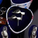 Brighton jewelry lot / vintage purse charm silver bracelet / shoe lapel pin set / heart box / never worn / hippie handbags / enamel charms