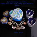Brighton jewelry lot / vintage purse charm silver bracelet / shoe lapel pin set / heart box / never worn / hippie handbags / enamel charms