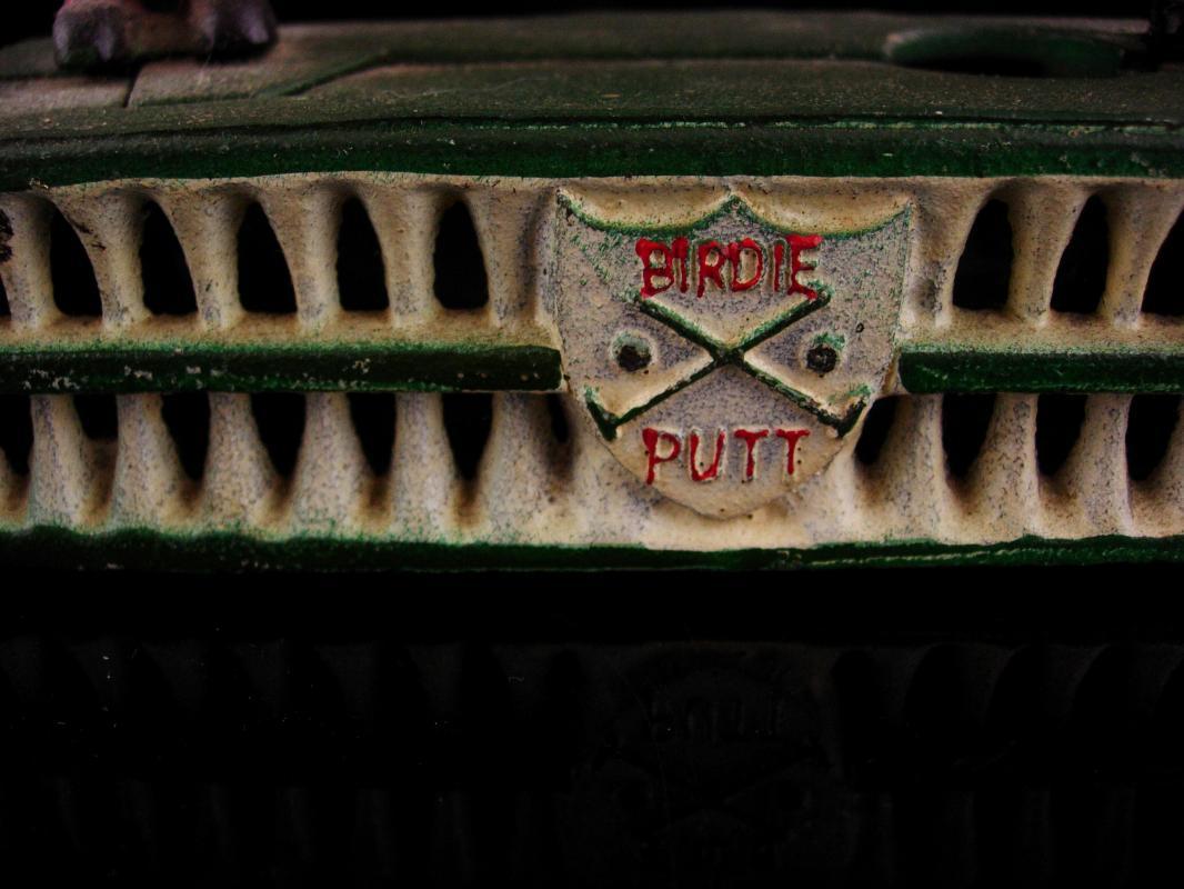 Mechanical bank - Vintage golf gift - metal toy - cast iron bank - Birdie Putt - Golfer and caddie - hole in one - gag gift