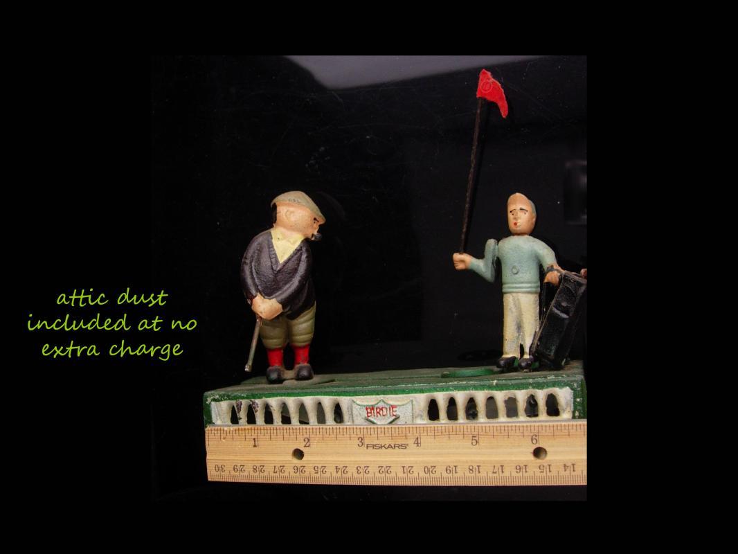 Mechanical bank - Vintage golf gift - metal toy - cast iron bank - Birdie Putt - Golfer and caddie - hole in one - gag gift