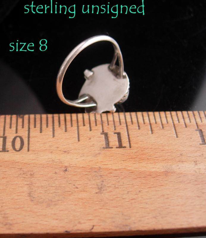 Vintage sterling Indian Ring - Turquoise jewelry - size 8 -Native American design - southwestern jewelry - dogwood flower - hippie ring