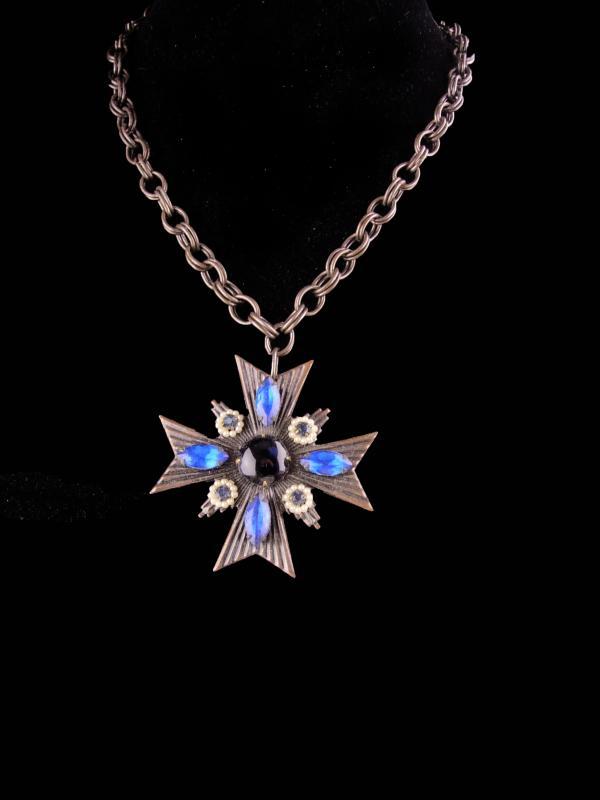 Vintage Maltese cross necklace - Renaissance wedding - medieval symbol - Biker jewelry - religious Christian necklace - womens mens jewelry