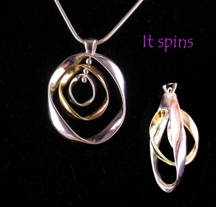 vintage HYPNOTIC  Spinner necklace - wind chime design -  adjustable modernist pendant - mystical design - gift for her