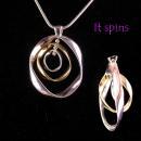 vintage HYPNOTIC  Spinner necklace - wind chime design -  adjustable modernist pendant - mystical design - gift for her