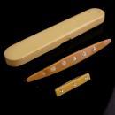 Antique Celluloid set - rhinestone brooch set - Celluloid case - lapel pin - bar brooch - Art deco era - wedding anniversary gift