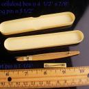 Antique Celluloid set - rhinestone brooch set - Celluloid case - lapel pin - bar brooch - Art deco era - wedding anniversary gift