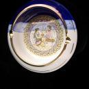 Vintage Victorian Tray - Greek key design - 24kt gold - UNUSUAL blue color - greek goddess art - Made in Greece - trinket tray