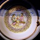 Vintage Victorian Tray - Greek key design - 24kt gold - UNUSUAL blue color - greek goddess art - Made in Greece - trinket tray