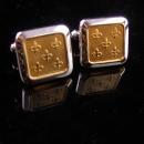 Vintage Hickok Fleur de lis cufflinks - rennaissance medieval set - knight flower  mens gold estate jewelry knight shining armor wedding set