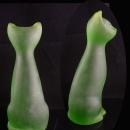Vintage Sascha Brastoff Cat  - green figurine - Sascha B signed statue - mid century modern sculpture