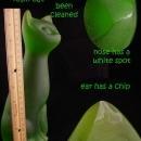 Vintage Sascha Brastoff Cat  - green figurine - Sascha B signed statue - mid century modern sculpture