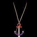 HUGE Navy Anchor necklace - LARGE Vintage rhinestone anchor - Military pendant - Red White Blue Patriotic gift - sweetheart nautical jewelry