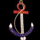 HUGE Navy Anchor necklace - LARGE Vintage rhinestone anchor - Military pendant - Red White Blue Patriotic gift - sweetheart nautical jewelry