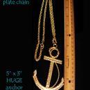 HUGE Navy Anchor necklace - LARGE Vintage rhinestone anchor - Military pendant - Red White Blue Patriotic gift - sweetheart nautical jewelry