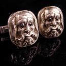 RARE sterling cufflinks - Plato - sapphire eyes - scholar - philosopher - Vintage philosophy Figural Head - silver cufflink -graduation gift