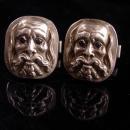 RARE sterling cufflinks - Plato - sapphire eyes - scholar - philosopher - Vintage philosophy Figural Head - silver cufflink -graduation gift