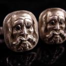 RARE sterling cufflinks - Plato - sapphire eyes - scholar - philosopher - Vintage philosophy Figural Head - silver cufflink -graduation gift