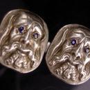 RARE sterling cufflinks - Plato - sapphire eyes - scholar - philosopher - Vintage philosophy Figural Head - silver cufflink -graduation gift