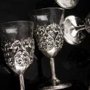 Vintage wedding cordials - fancy silver goblet - 12 piece clear glass - Liqueur wine cordials