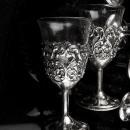 Vintage wedding cordials - fancy silver goblet - 12 piece clear glass - Liqueur wine cordials